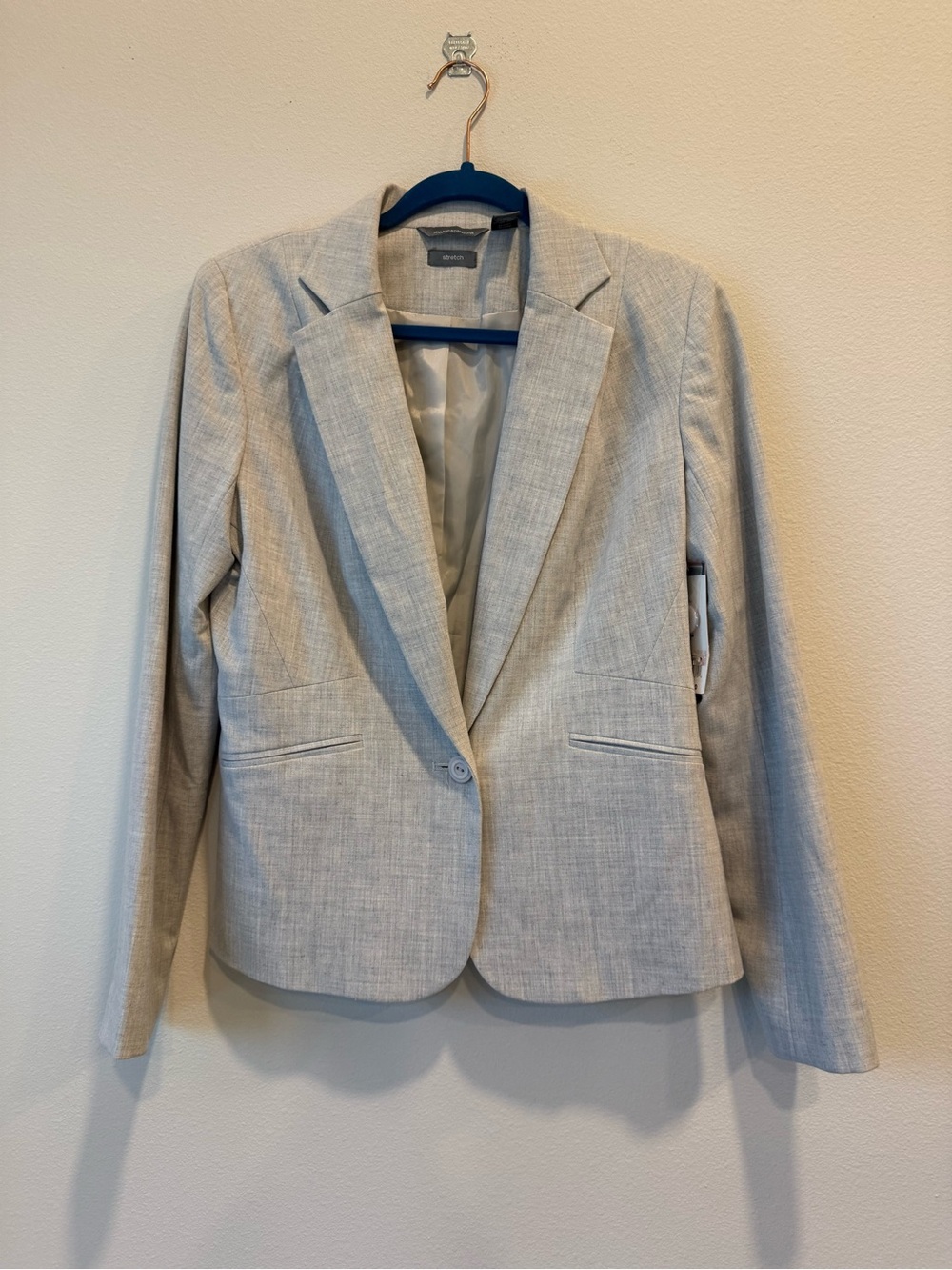 Hillard & Hanson Light Gray Single-Button Women's Blazer